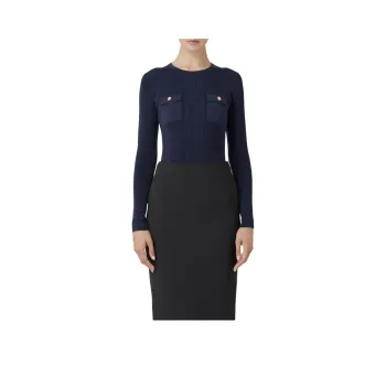 Elisabetta Franchi Logo Embroidered Crew Neck Narrow Rribbed Shirt