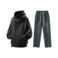 Clothing Set (Top Matte Black+Pants Vintage Blue)