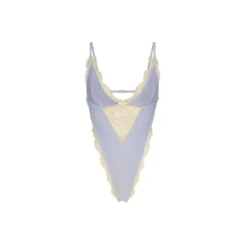SKIMS Valentine's Day VELVET LACE TEDDY Bodysuits Women's PERIWINKLE/Daylily Multicolor