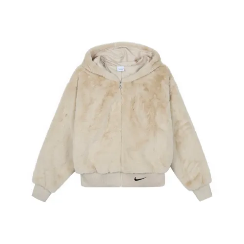 Nike Women'ss Sportswear Essential Faux Fur Jacket Khaki