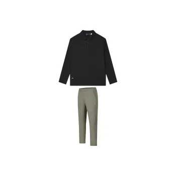FILA Casual Sportswear Men Jet Black Top+Serpentine Green Bottom
