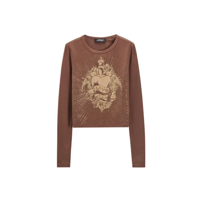 Ed Hardy T-Shirt Women's Ice Mocha Brown-0