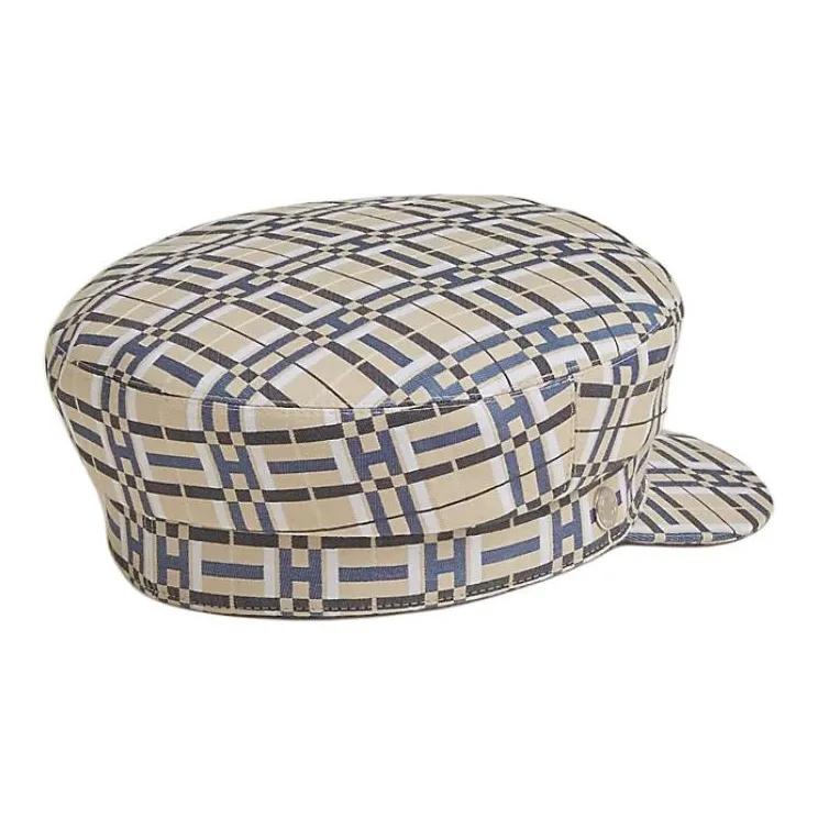 HERMES Cotton, Canvas, Silk, Palladium Plated Hats & Caps Women's Camel-1