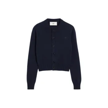AMIPARIS Paris Ami De Coeur Logo Embroidered Knit Cardigan