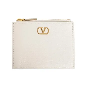 Valentino GARAVANI Cow Leather Wallet Women's Gray White