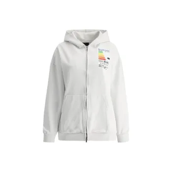 Balenciaga Energy Patched Jersey Oversized Hoodie White