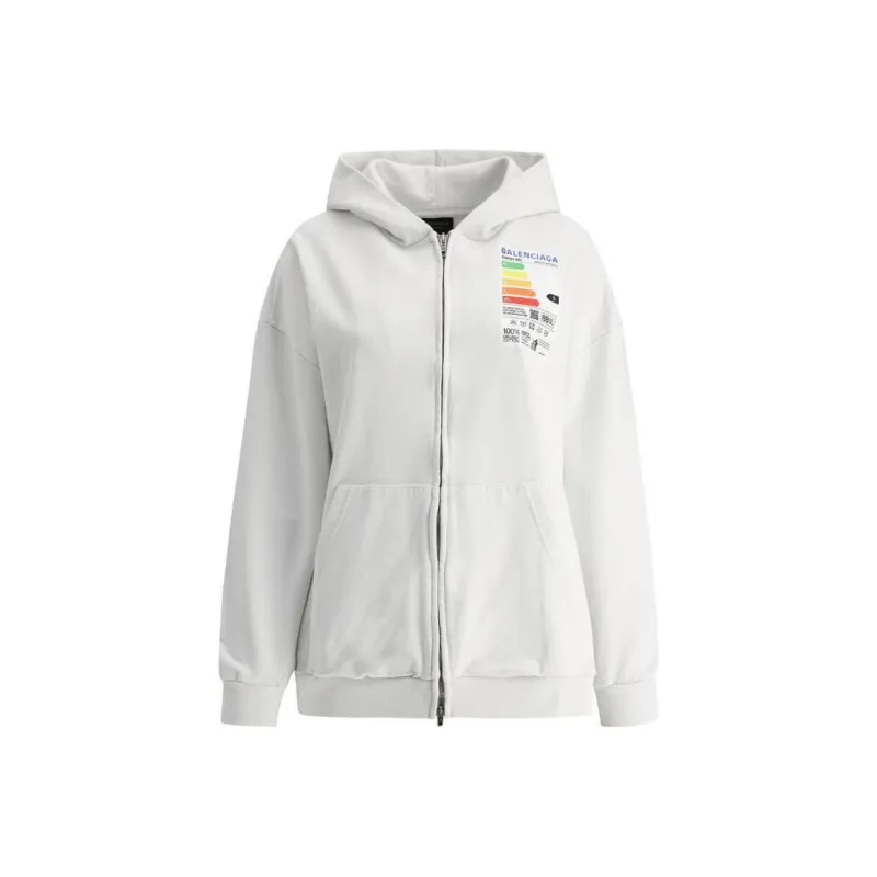 Balenciaga Energy Patched Jersey Oversized Hoodie White-0