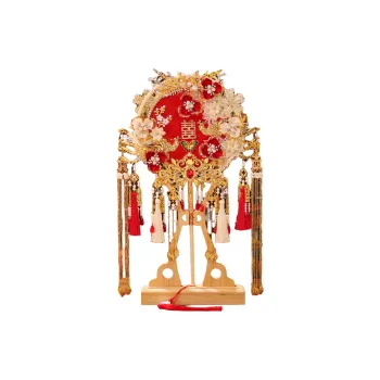 Snow Bunches Traditional Chinese Style Handcrafted Premium Face Shielding Joy Fan