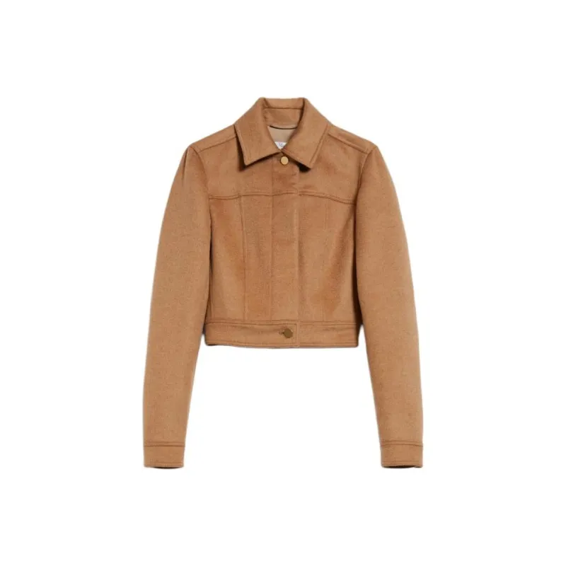 MaxMara Foglia Collection Camel Colour Biker Jacket Jackets Coats Women's Camel-0