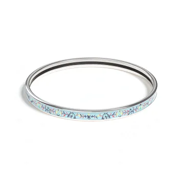 HERMES Enamel Bangles Unisex Silver/Blue