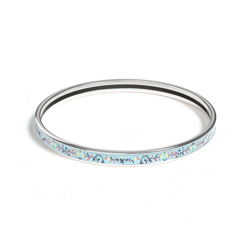 HERMES Enamel Bangles Unisex Silver/Blue-0