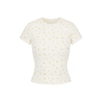 SKIMS T Shirt Women's MARIGOLD ROSEBUD PRINT/Wan Shu Ju Rose Print