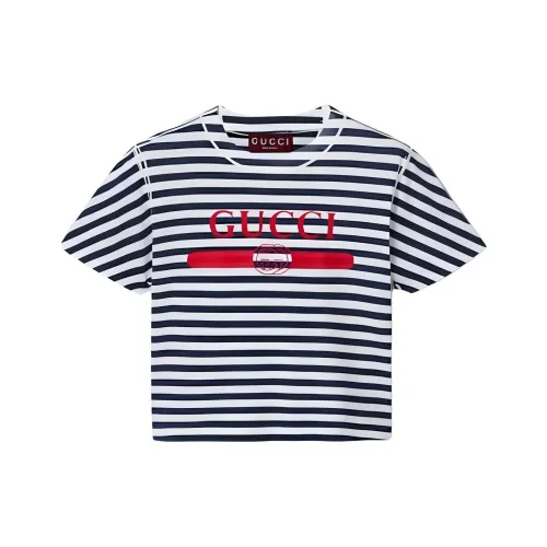GUCCI Logo Printed Striped T Shirt