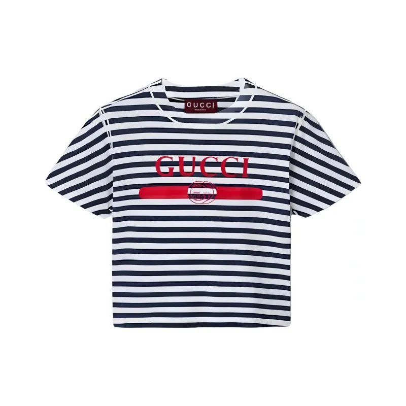 GUCCI Logo Printed Striped T Shirt-0