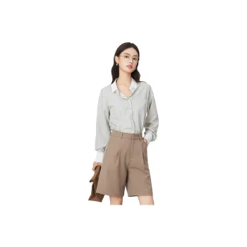Dajia Poetry Shirt Women's Brown Stripe