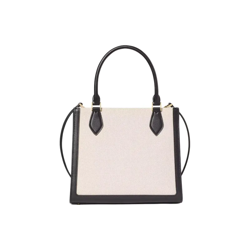 Kate Spade Canvas With Smooth Leather Tote Bag, Shopping Bag, One Shoulder Handbag Trumpets Women's Black & Multicolor-2