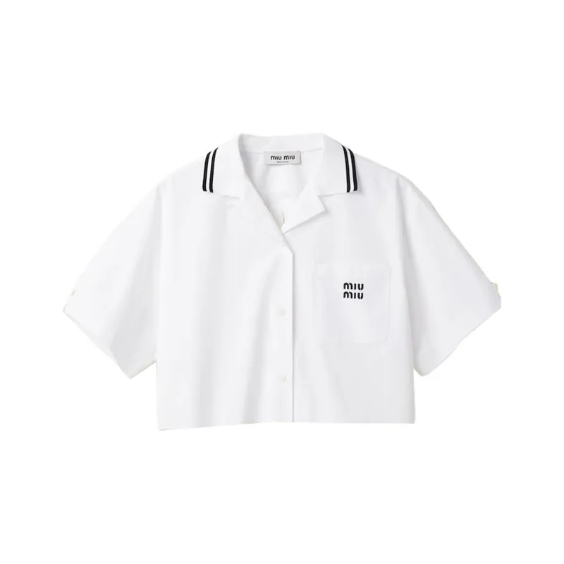 MIU MIU Logo print Poplin Shirt-0