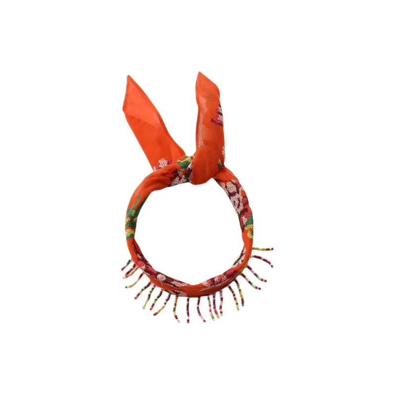 ZARA Cotton Silk Scarves Women's Red-1