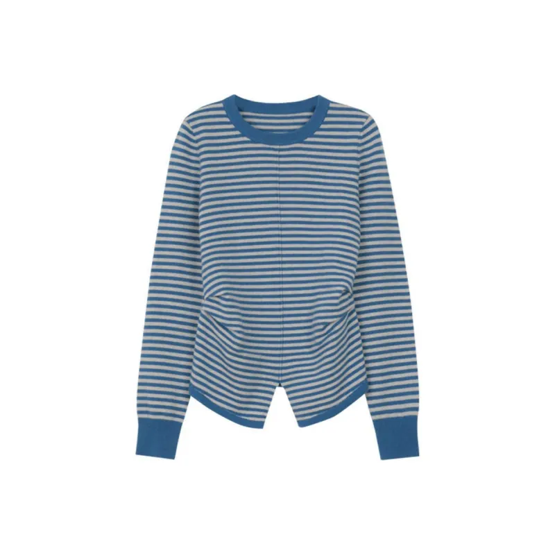 SOLIGHTER Knitwear Women's Blue Gray Stripes-0