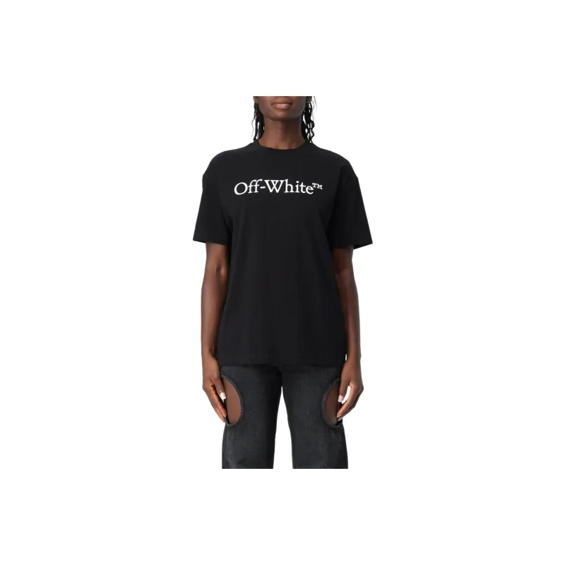 OFF WHITE Bookish Crewneck Straight Hem T Shirt-0