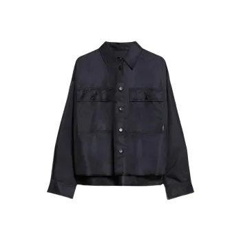 WEEKEND MaxMara Cremona Collection Cropped Shirt In Water Repellent Twill Shirt Women's Blue