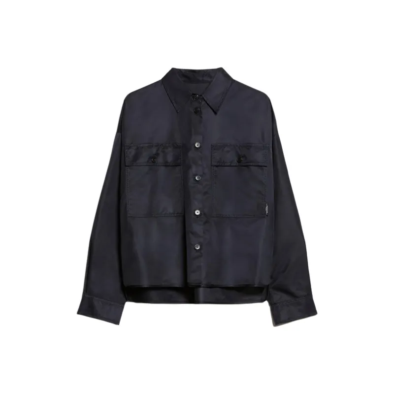 WEEKEND MaxMara Cremona Collection Cropped Shirt In Water Repellent Twill Shirt Women's Blue-0