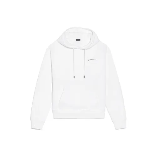 Jacquemus Le Sweatshirt Brode Embroidered Logo Regular Fit Hoodie White/Black