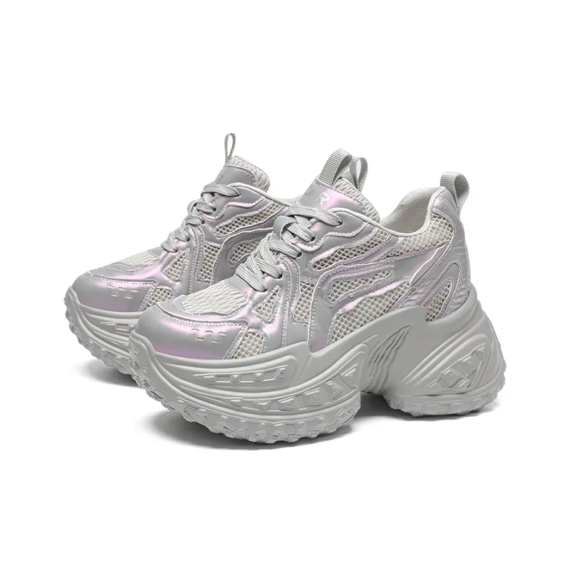 ZHR Baby's Breath Cushioning Abrasion Resistant Coverage Height Increasing Low Top Chunky Sneakers Women's-11