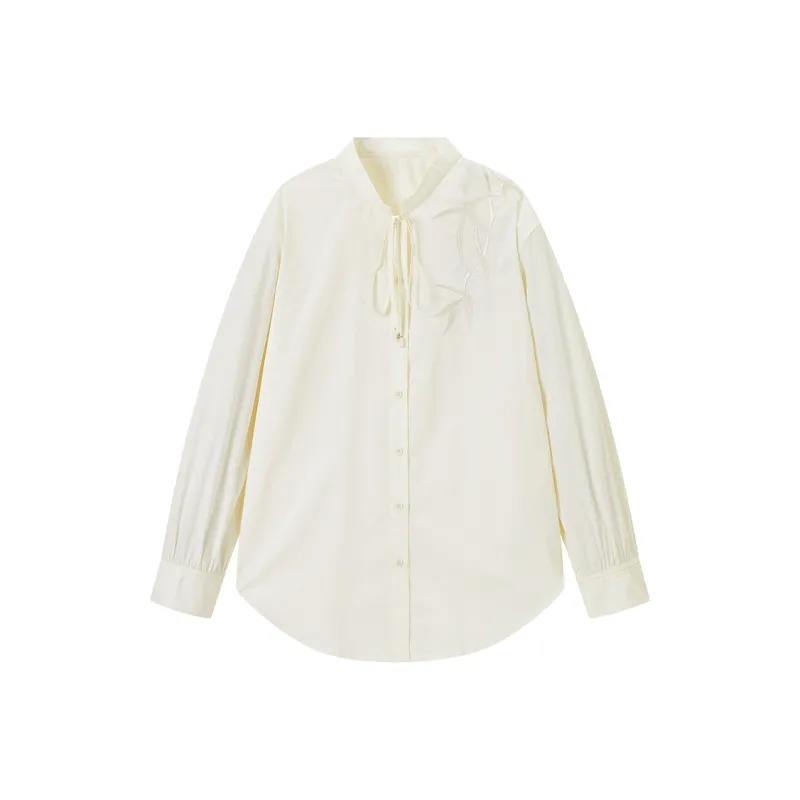PEACEBIRD Bamboo Rhyme Series Shirts Women's Beige-0