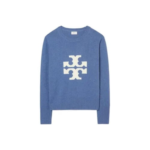 TORY BURCH Cashmere Sweaters Women's Washed Blue Mixed Color