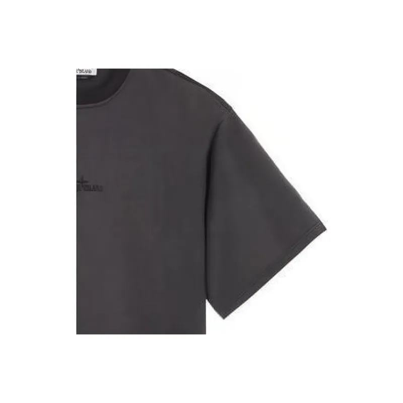 STONE ISLAND Mixed Fabric HYPE TC Series SS23 Cleanfit T Shirt Men's Charcoal Gray-2