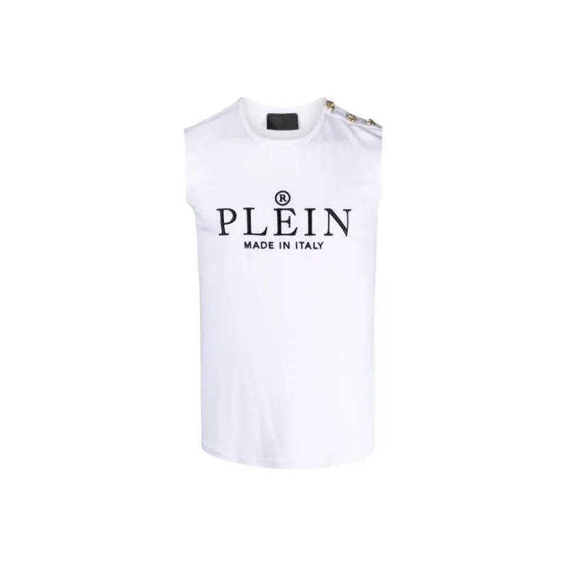 PHILIPP PLEIN Logo print Cotton Tank Top-0