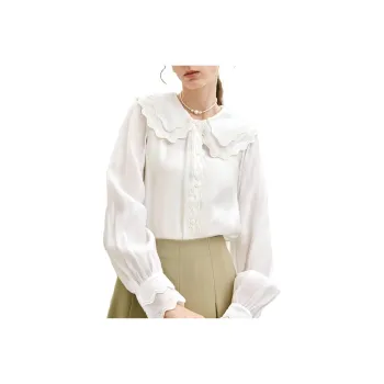 Olrain Chiffon Shirts Women's Apricot