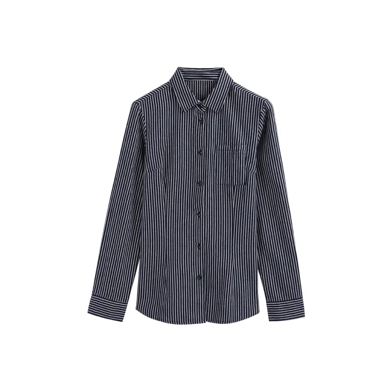 H YXIANG Shirts Women's Navy Blue-0