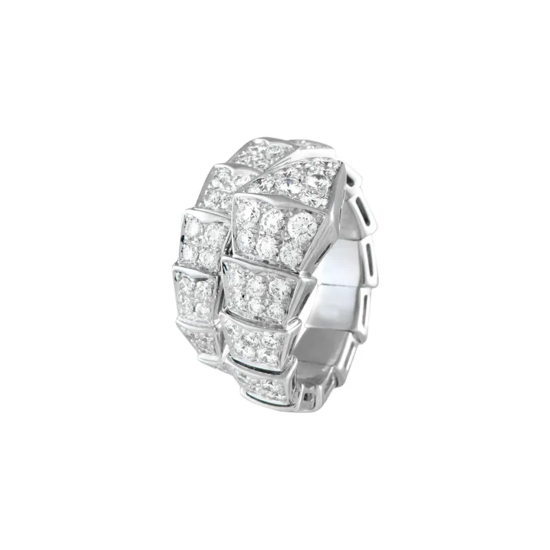 BVLGARI 18K White Gold Serpenti Diamond Ring-1