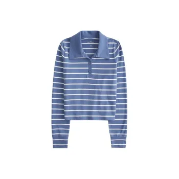 Hollister Polo Shirt Women's Blue Stripes