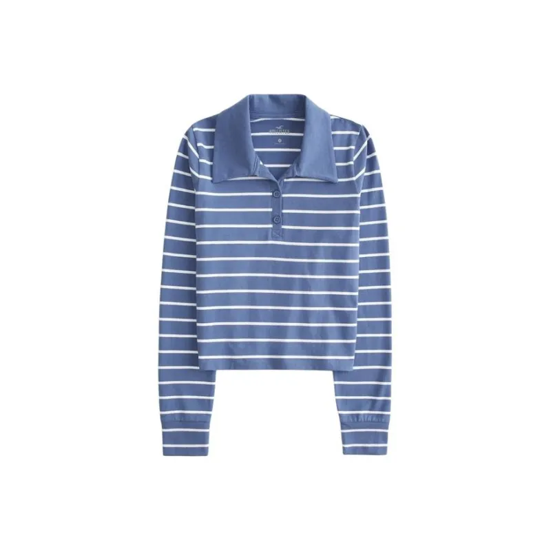 Hollister Polo Shirt Women's Blue Stripes-0
