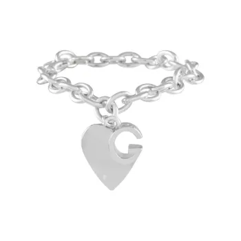 GUCCI Sterling Silver Heart charm Bracelet