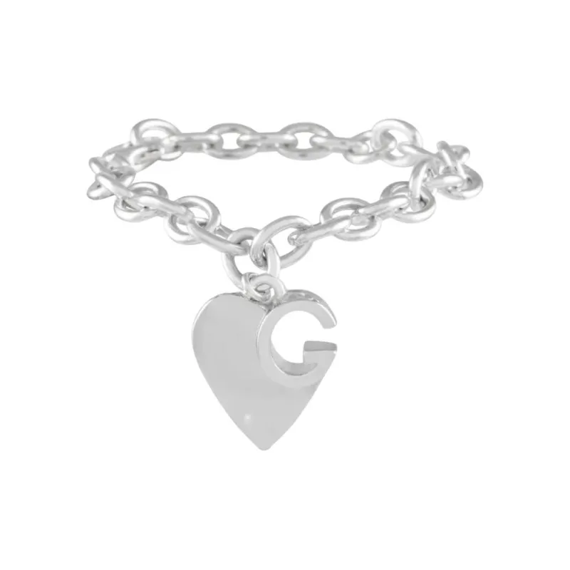 GUCCI Sterling Silver Heart charm Bracelet-0