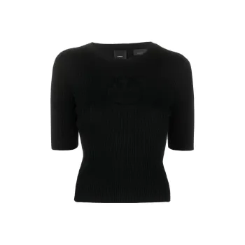 PINKO Intarsia knit Logo Ribbed knit Top