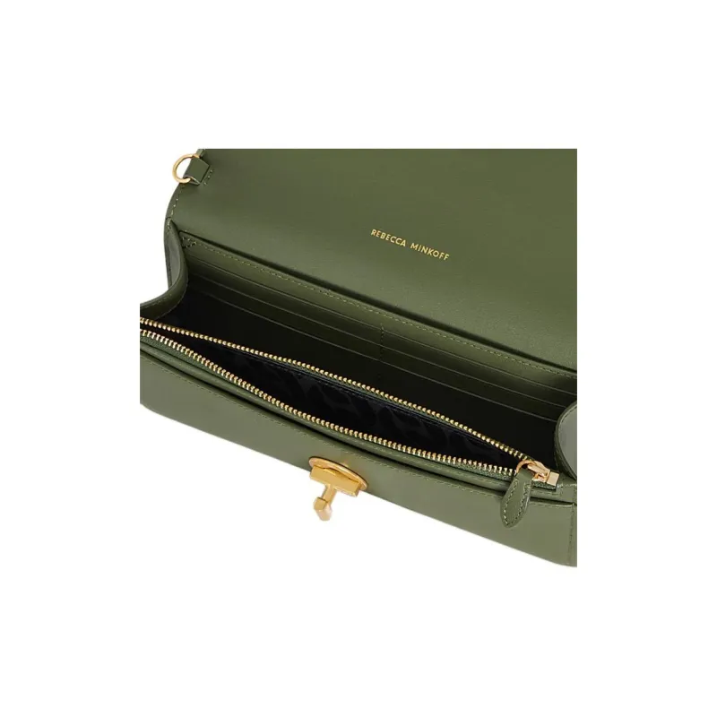 REBECCA MINKOFF Genuine Leather Shoulder Bag, Crossbody Bag Women's Green-4