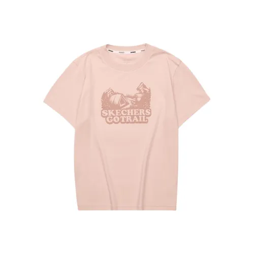 Skechers Drop Shoulder Sleeve T Shirt Women's Peach Pink