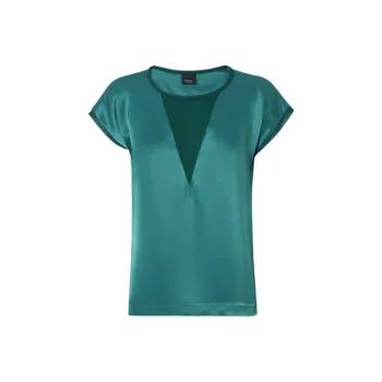 PINKO Semi Sheer Panelled Crewneck Satin Blouse