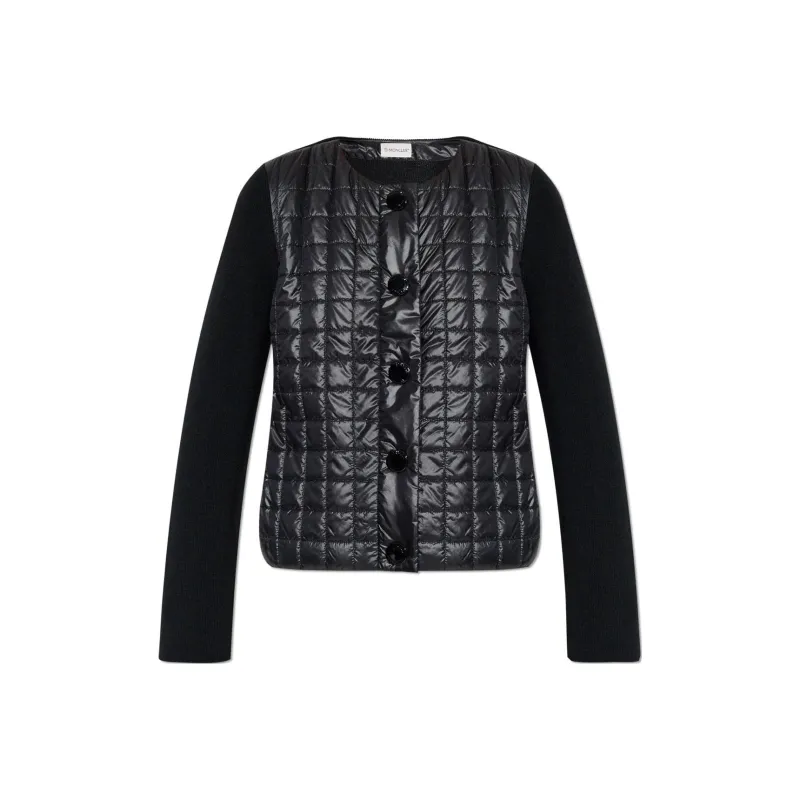 Moncler Logo Patch Quilted Knitted Cardigan-0