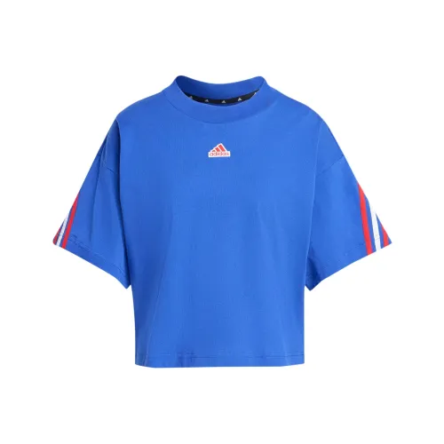 Adidas Women's Future Icons 3 Stripes T Shirt Semi Lucid Blue