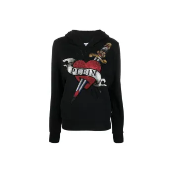 PHILIPP PLEIN Crystal embellished Logo Hoodie