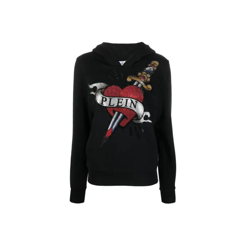 PHILIPP PLEIN Crystal embellished Logo Hoodie-0