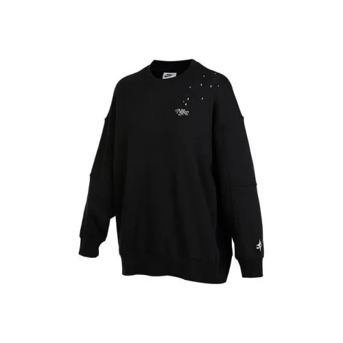 Nike Women'ss Fleece Crewneck Long Sleeve Sweatshirt Black