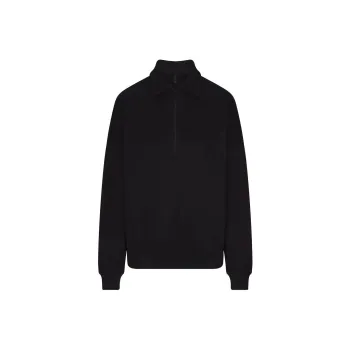 SKIMS COTTON FLEECE OVERSIZED QUARTER ZIP PULLOVER Sweatshirt Women's ONYX/Onyx