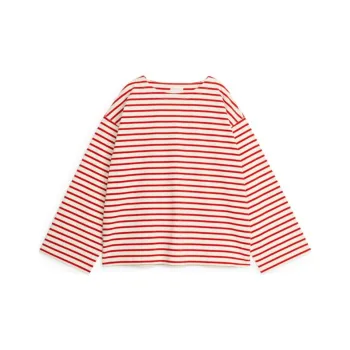 ARKET Drop Shoulder Sleeve T-Shirt Women's White/Red